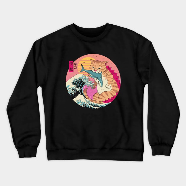 Neko Wave Kaiju Crewneck Sweatshirt by Vincent Trinidad Art